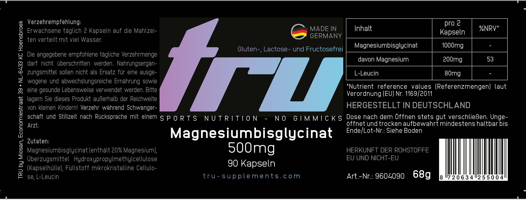 Magnesiumbisglycinat-etikette